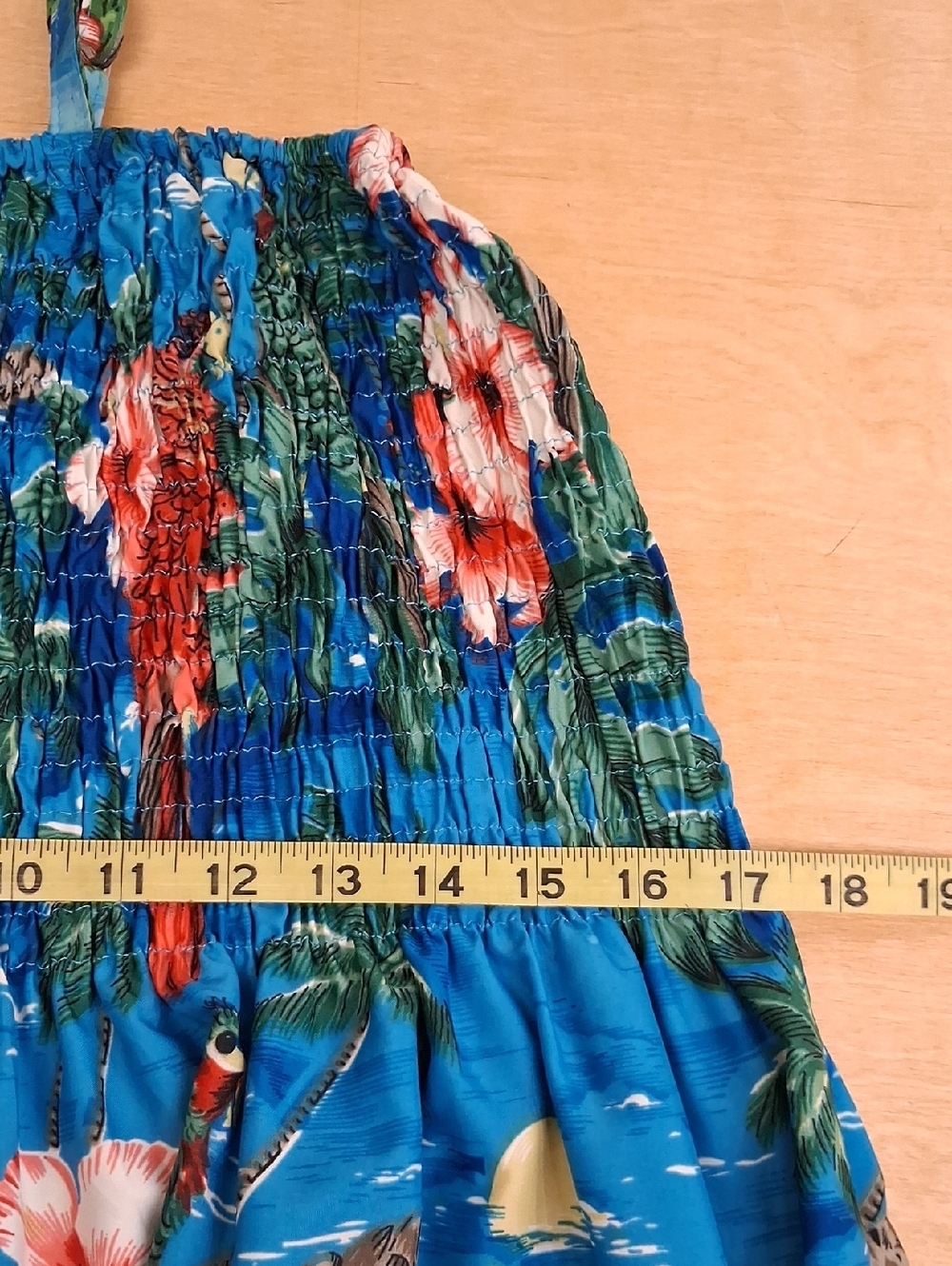 Tropical Floral Smocked Maxi Dress Adjustable Strap Flowy Size Medium - Picture 7 of 8